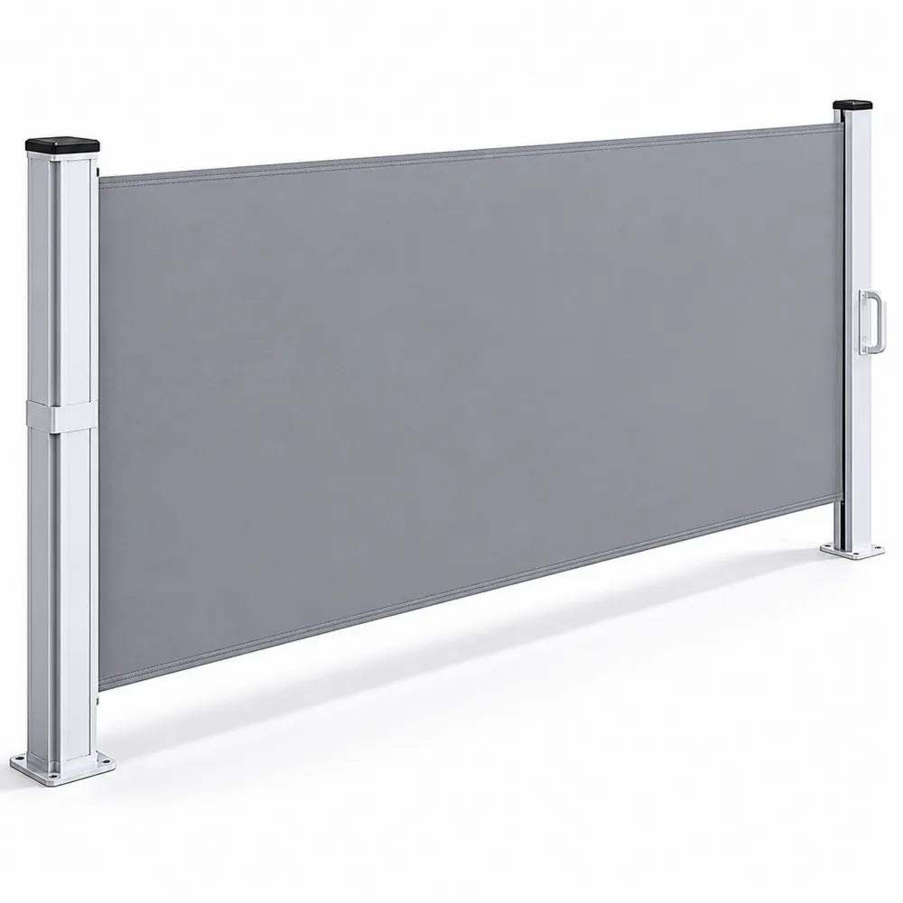 Pare-vent rétractable en aluminium et polyester gris 160x300 cm