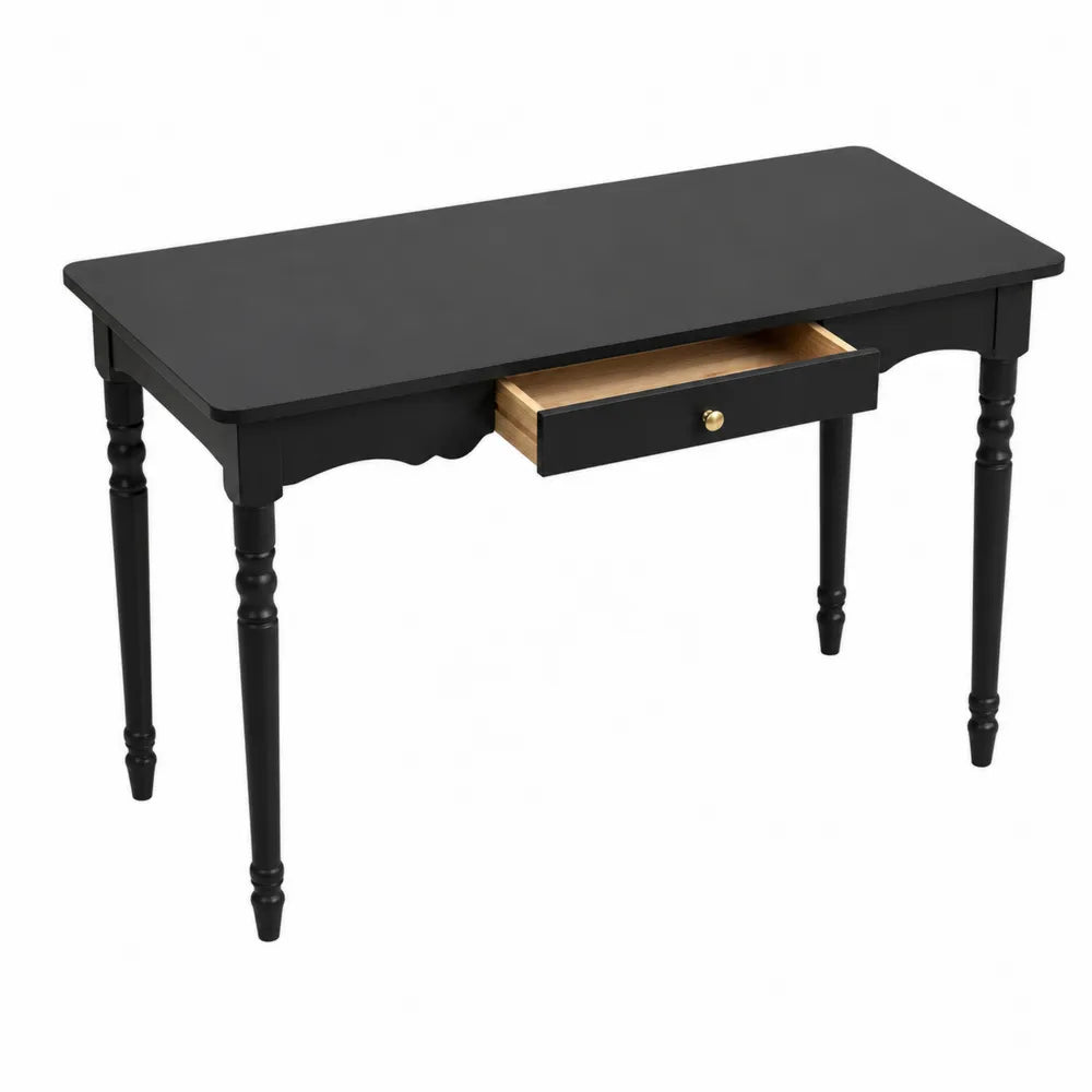 Bureau rectangulaire en Bois Noir avec Tiroir