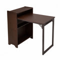 Bureau pliant en bois d'ingénierie marron avec étagères
