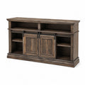 Meuble TV en bois avec portes coulissantes brunes