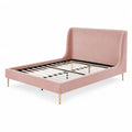 Lit double en velours avec pieds en métal 140x200 cm Rose