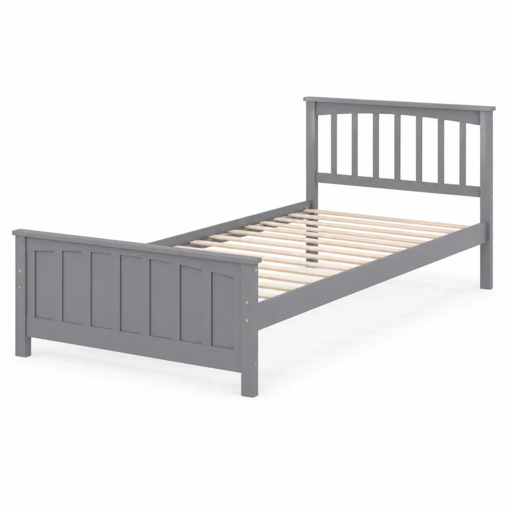 Lit simple en bois 200x90 cm Gris