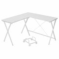 Bureau d'angle pliable MDF et acier Blanc