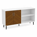 Meuble de rangement en MDF blanc et placage chêne 120x40x80cm